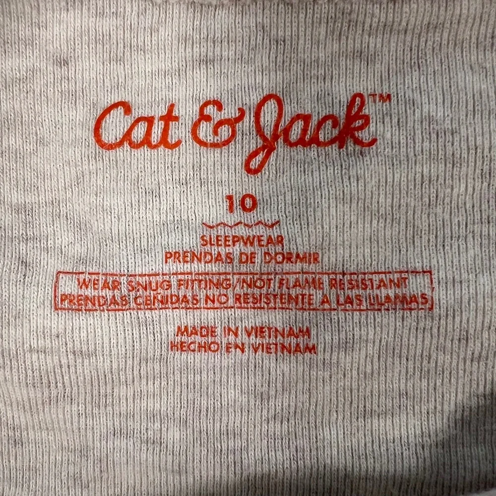 Cat & Jack Kids Pink Geometric Heart Cotton Pajama Set Size 10 Oatmeal Coral